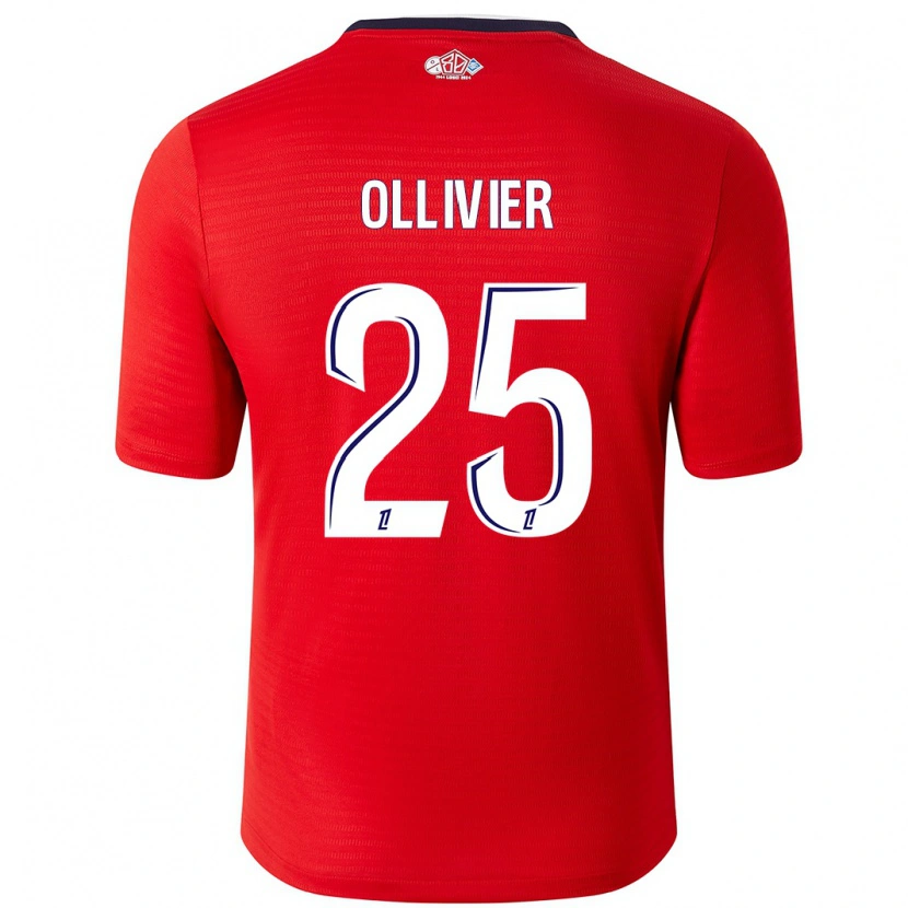 Danxen Hombre Camiseta Agathe Ollivier #25 Rojo Blanco 1ª Equipación 2024/25 La Camisa