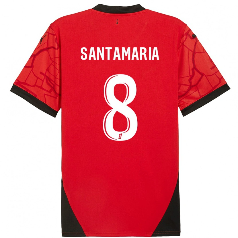 Danxen Hombre Camiseta Baptiste Santamaria #8 Rojo Negro 1ª Equipación 2024/25 La Camisa
