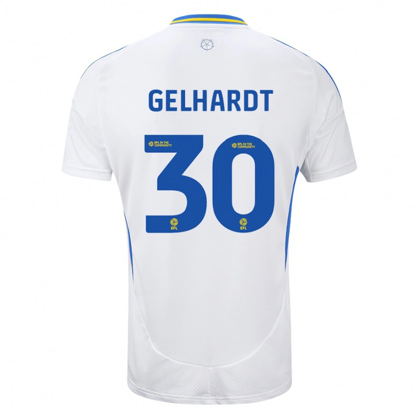 Danxen Hombre Camiseta Joe Gelhardt #30 Blanco Azul 1ª Equipación 2024/25 La Camisa