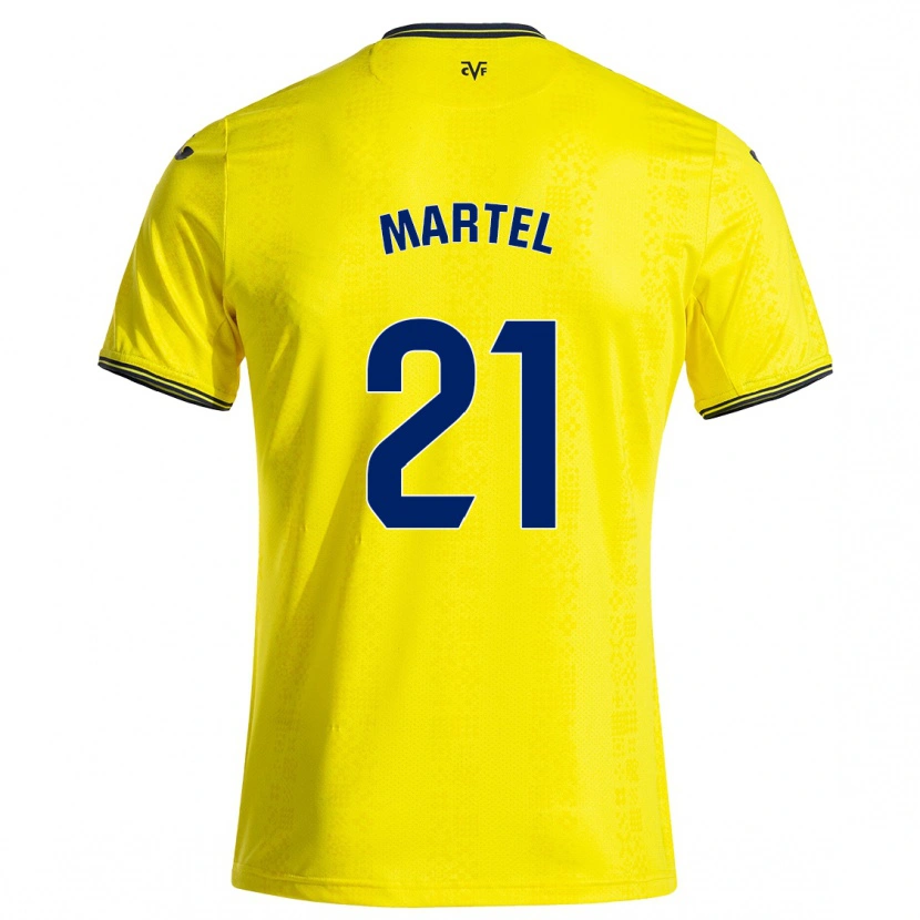 Danxen Hombre Camiseta Kevin Martel #21 Amarillo Negro 1ª Equipación 2024/25 La Camisa