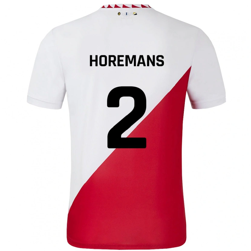 Danxen Hombre Camiseta Siebe Horemans #2 Blanco Rojo 1ª Equipación 2024/25 La Camisa