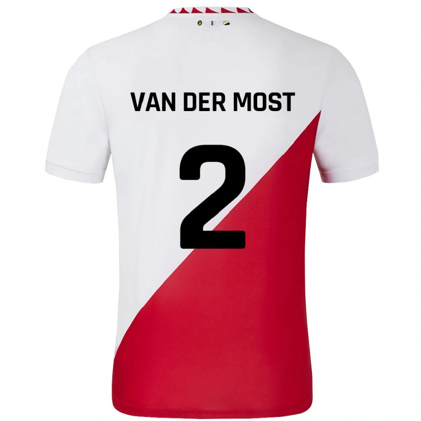 Danxen Hombre Camiseta Liza Van Der Most #2 Blanco Rojo 1ª Equipación 2024/25 La Camisa