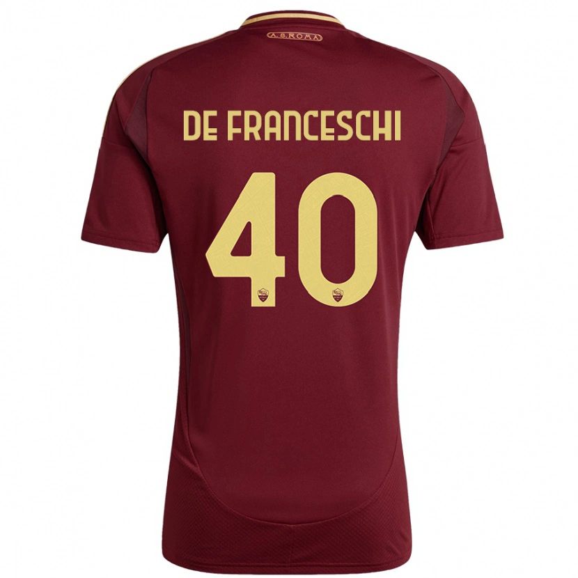 Danxen Hombre Camiseta Leonardo De Franceschi #40 Rojo Marrón Dorado 1ª Equipación 2024/25 La Camisa