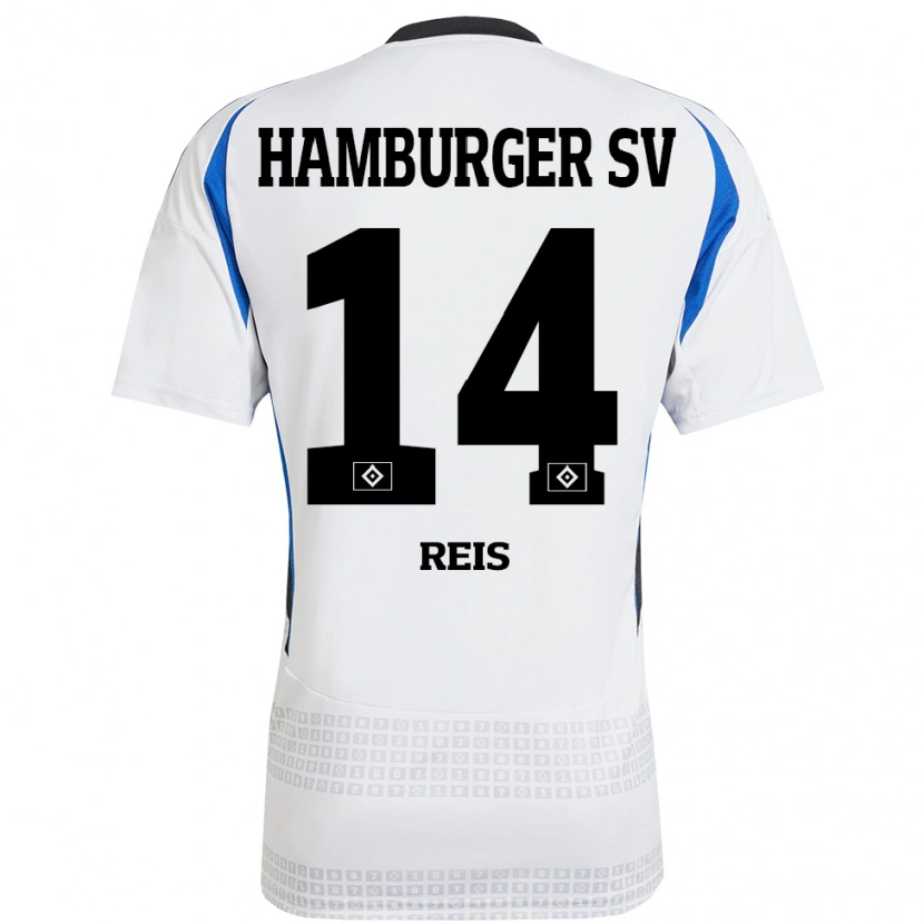 Danxen Hombre Camiseta Ludovit Reis #14 Blanco Azul 1ª Equipación 2024/25 La Camisa