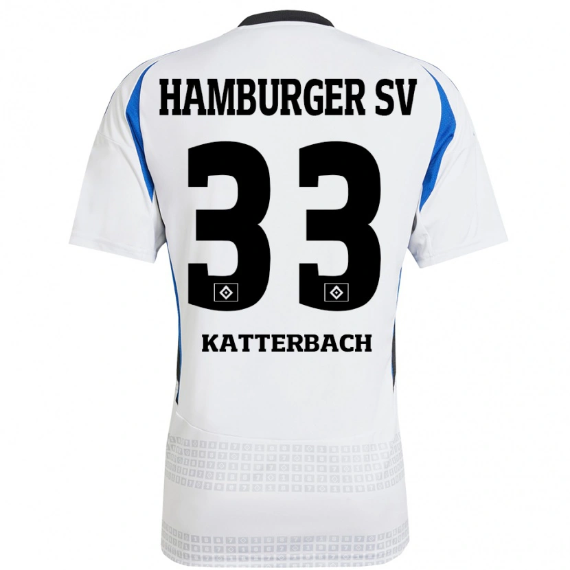 Danxen Hombre Camiseta Noah Katterbach #33 Blanco Azul 1ª Equipación 2024/25 La Camisa