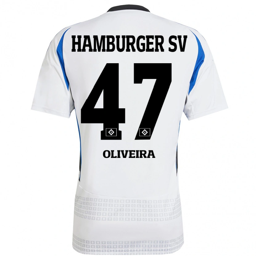 Danxen Hombre Camiseta Nicolas Oliveira #47 Blanco Azul 1ª Equipación 2024/25 La Camisa