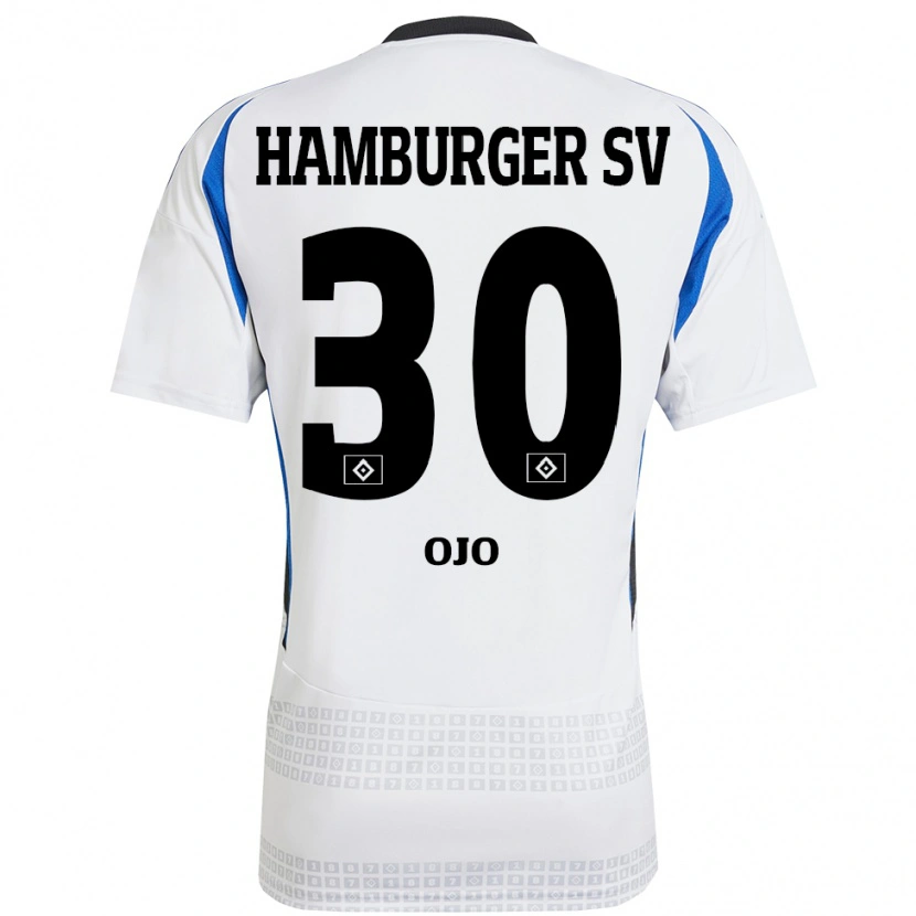 Danxen Hombre Camiseta Kelvin Ojo #30 Blanco Azul 1ª Equipación 2024/25 La Camisa