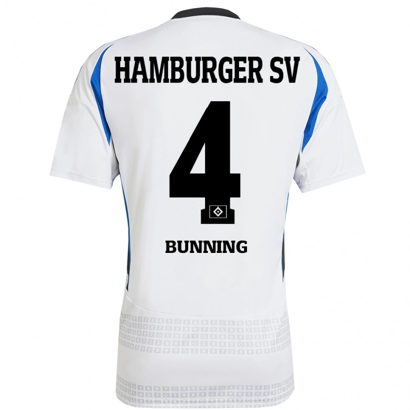 Danxen Hombre Camiseta Melina Bünning #4 Blanco Azul 1ª Equipación 2024/25 La Camisa