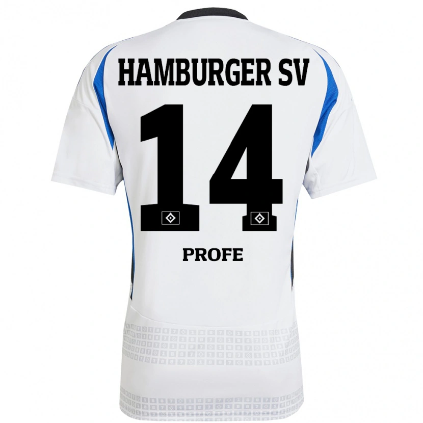 Danxen Hombre Camiseta Sophie Profé #14 Blanco Azul 1ª Equipación 2024/25 La Camisa