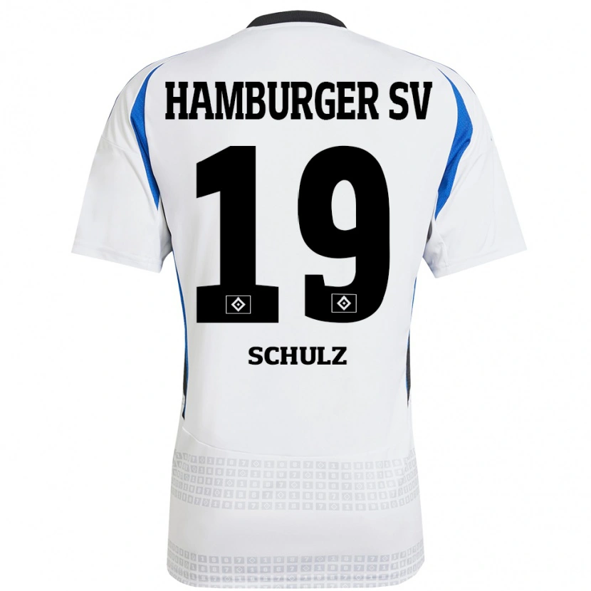 Danxen Hombre Camiseta Victoria Schulz #19 Blanco Azul 1ª Equipación 2024/25 La Camisa