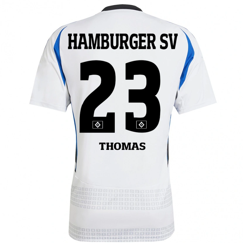Danxen Hombre Camiseta Aaliyah-Miléne Thomas #23 Blanco Azul 1ª Equipación 2024/25 La Camisa