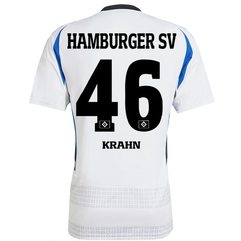 Danxen Hombre Camiseta Elijah Krahn #46 Blanco Azul 1ª Equipación 2024/25 La Camisa