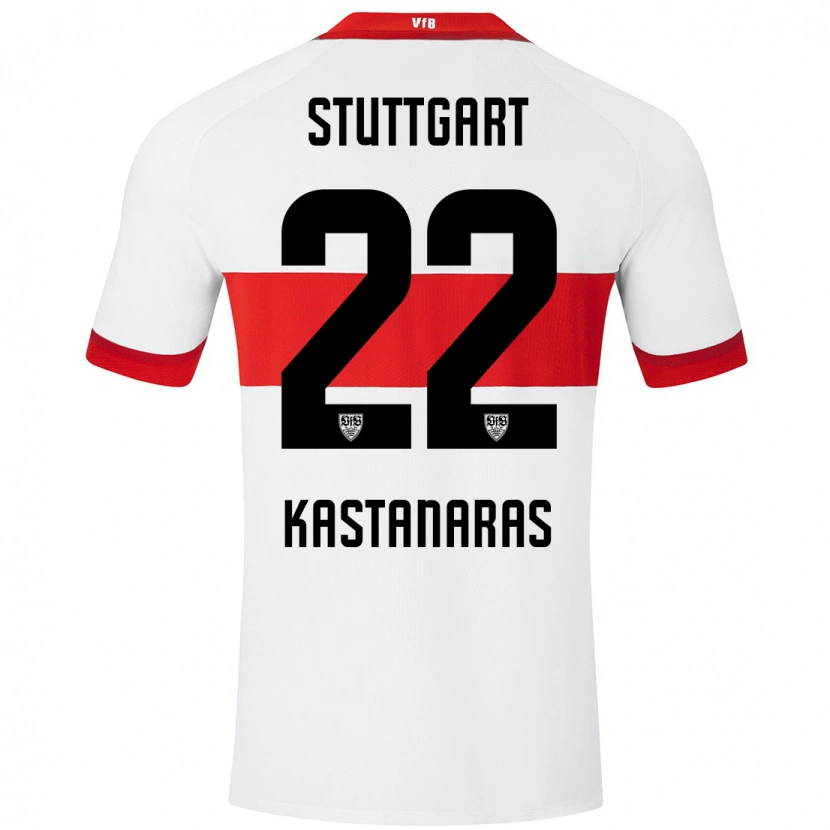 Danxen Hombre Camiseta Thomas Kastanaras #22 Blanco Rojo 1ª Equipación 2024/25 La Camisa