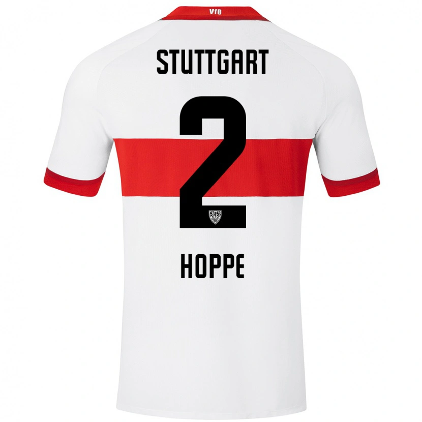 Danxen Hombre Camiseta Mattis Hoppe #2 Blanco Rojo 1ª Equipación 2024/25 La Camisa