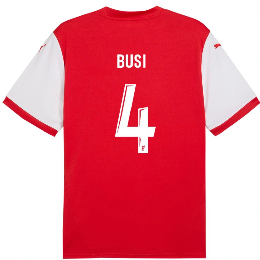 Danxen Hombre Camiseta Maxime Busi #4 Rojo Blanco 1ª Equipación 2024/25 La Camisa