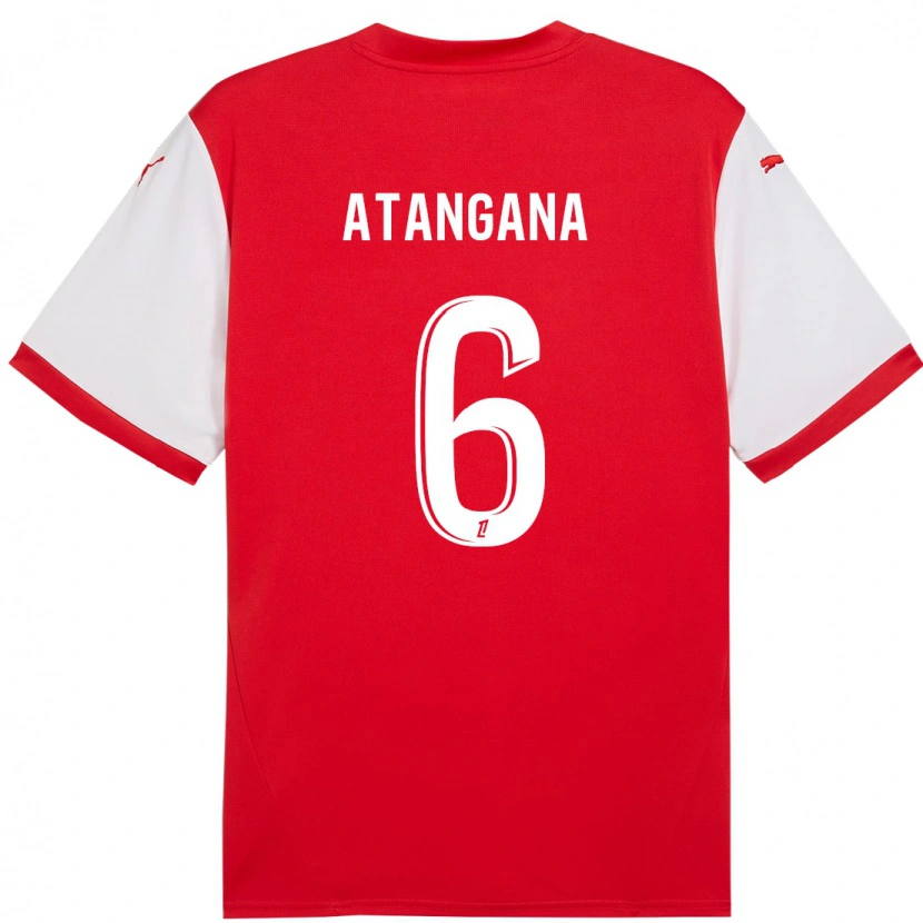 Danxen Hombre Camiseta Valentin Atangana #6 Rojo Blanco 1ª Equipación 2024/25 La Camisa