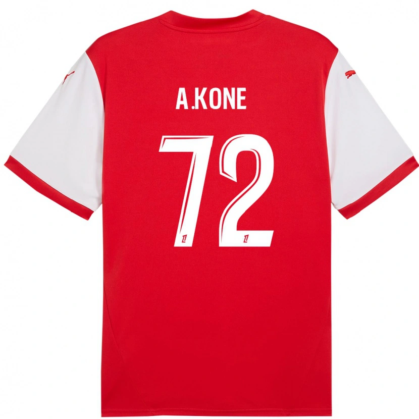 Danxen Hombre Camiseta Amadou Koné #72 Rojo Blanco 1ª Equipación 2024/25 La Camisa
