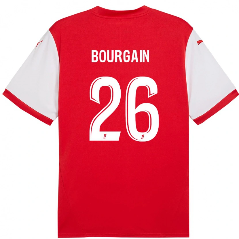 Danxen Hombre Camiseta Léa Bourgain #26 Rojo Blanco 1ª Equipación 2024/25 La Camisa