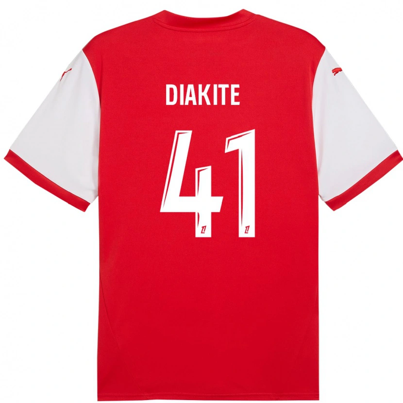 Danxen Hombre Camiseta Ibrahim Diakité #41 Rojo Blanco 1ª Equipación 2024/25 La Camisa