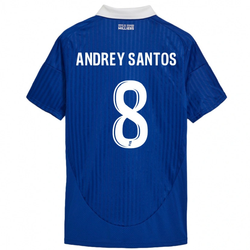 Danxen Hombre Camiseta Andrey Santos #8 Azul Blanco 1ª Equipación 2024/25 La Camisa