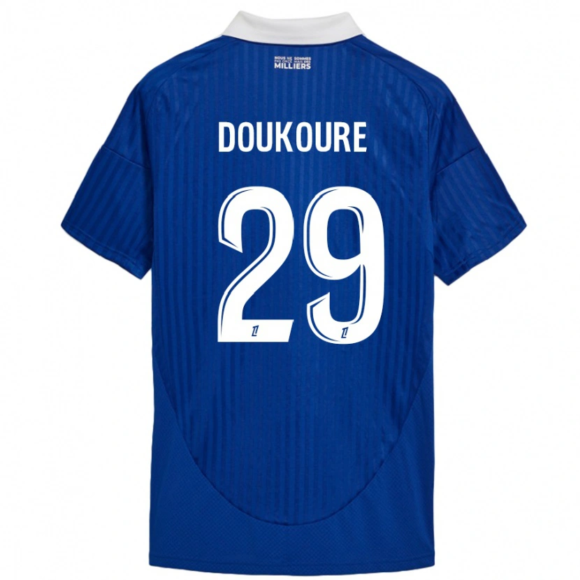 Danxen Hombre Camiseta Ismaël Doukouré #29 Azul Blanco 1ª Equipación 2024/25 La Camisa