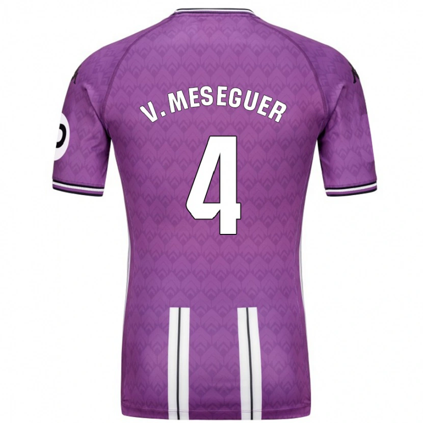 Danxen Hombre Camiseta Víctor Meseguer #4 Púrpura Blanco 1ª Equipación 2024/25 La Camisa