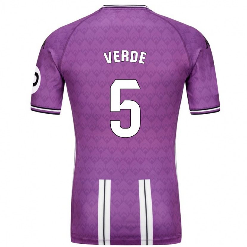 Danxen Hombre Camiseta Adrián Verde #5 Púrpura Blanco 1ª Equipación 2024/25 La Camisa