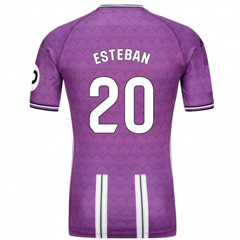 Danxen Hombre Camiseta Sergio Esteban #20 Púrpura Blanco 1ª Equipación 2024/25 La Camisa