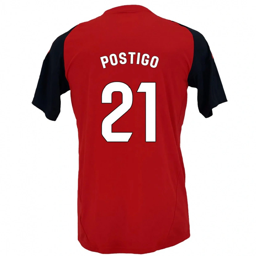 Danxen Hombre Camiseta Sergio Postigo #21 Rojo Negro 1ª Equipación 2024/25 La Camisa