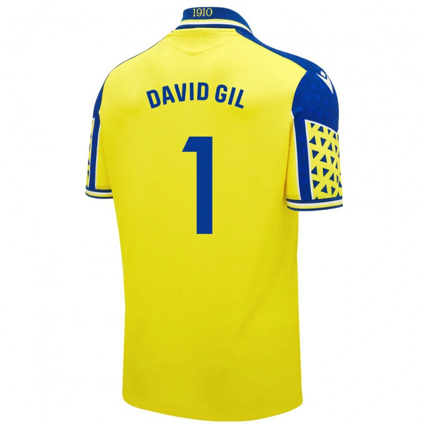 Danxen Hombre Camiseta David Gil #1 Amarillo Azul 1ª Equipación 2024/25 La Camisa