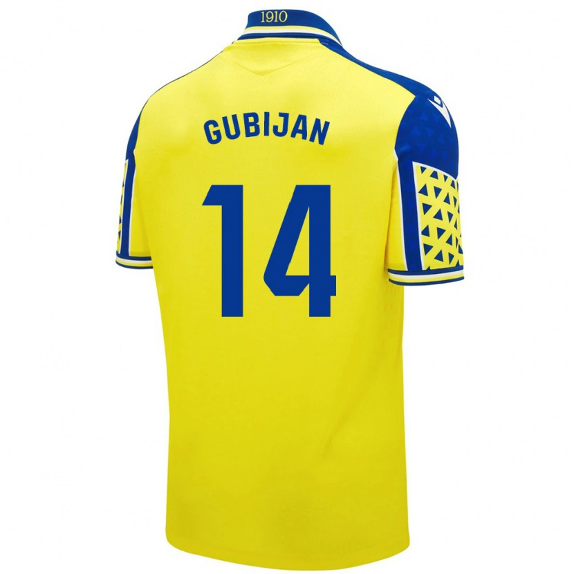 Danxen Hombre Camiseta Lovro Gubijan #14 Amarillo Azul 1ª Equipación 2024/25 La Camisa