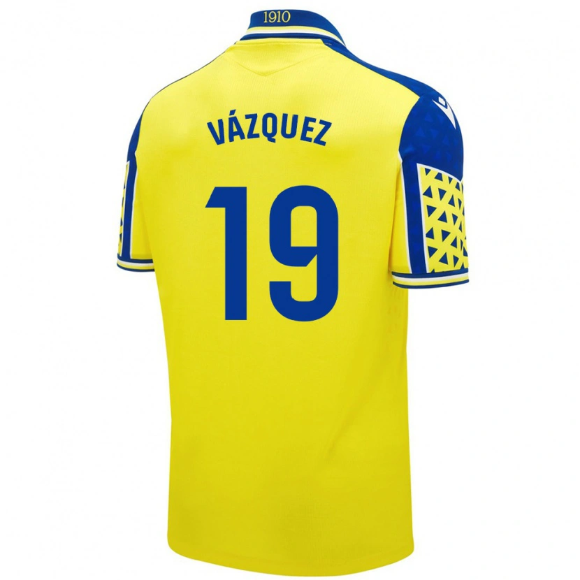 Danxen Hombre Camiseta Borja Vázquez #19 Amarillo Azul 1ª Equipación 2024/25 La Camisa