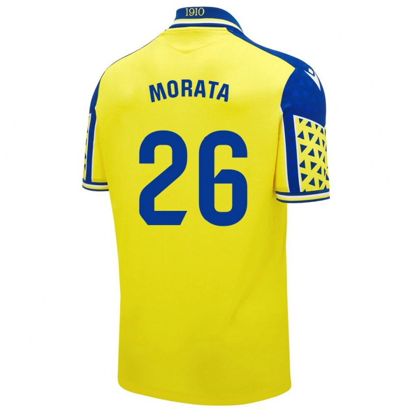 Danxen Hombre Camiseta Álex Morata #26 Amarillo Azul 1ª Equipación 2024/25 La Camisa