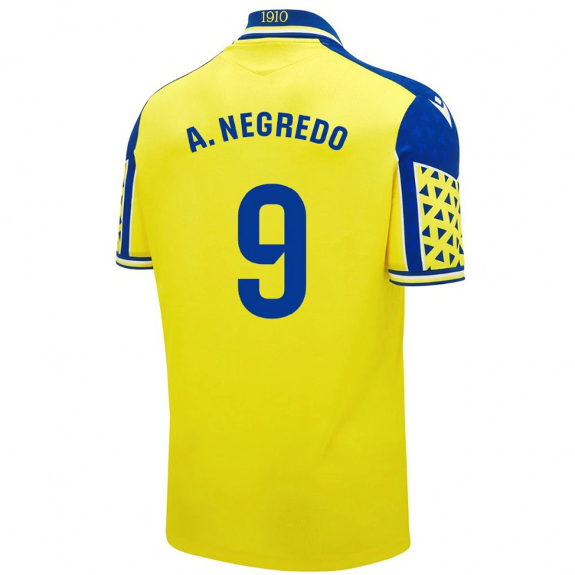 Danxen Hombre Camiseta Álvaro Negredo #9 Amarillo Azul 1ª Equipación 2024/25 La Camisa