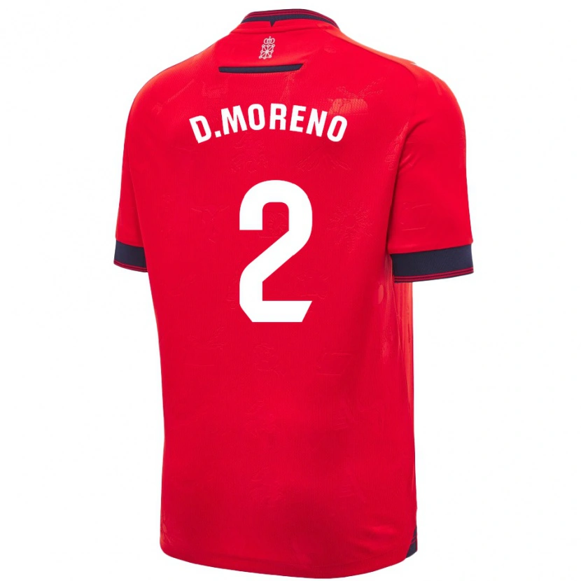 Danxen Hombre Camiseta Diego Moreno #2 Rojo Blanco 1ª Equipación 2024/25 La Camisa
