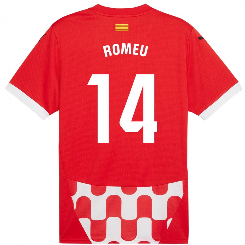 Danxen Hombre Camiseta Oriol Romeu #14 Rojo Blanco 1ª Equipación 2024/25 La Camisa
