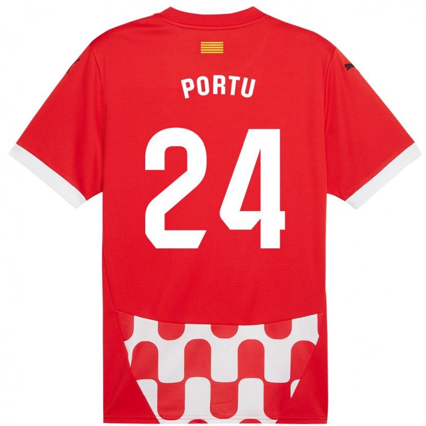 Danxen Hombre Camiseta Portu #24 Rojo Blanco 1ª Equipación 2024/25 La Camisa