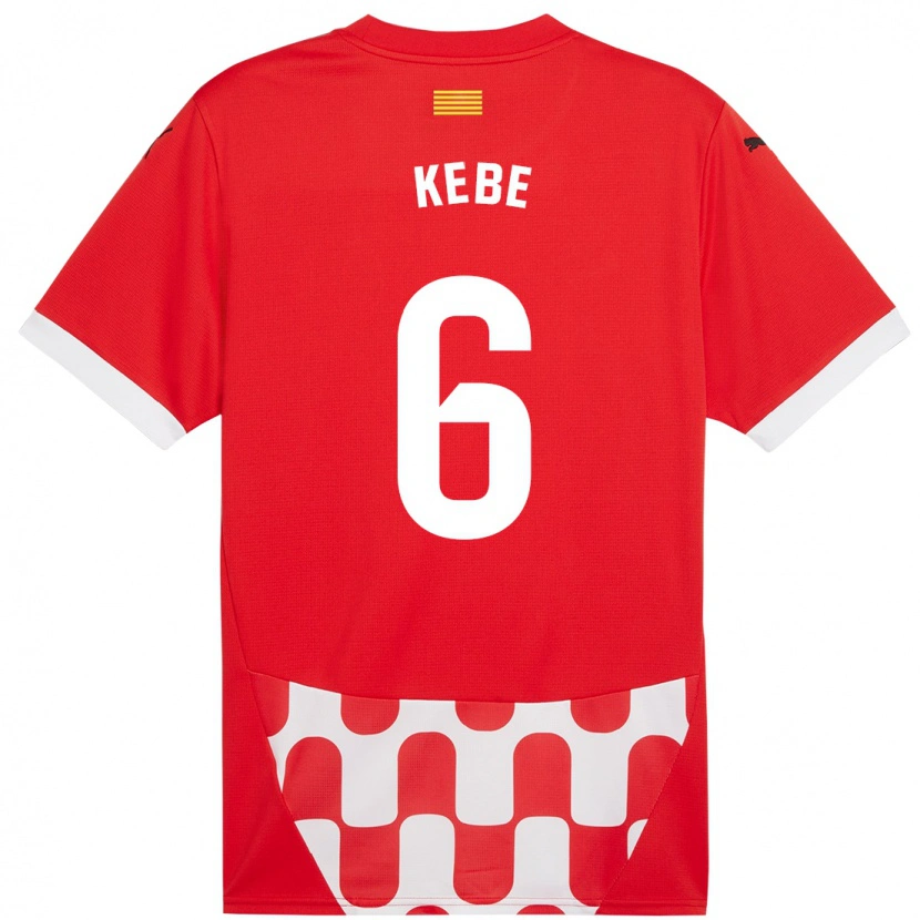 Danxen Hombre Camiseta Ibrahima Kébé #6 Rojo Blanco 1ª Equipación 2024/25 La Camisa