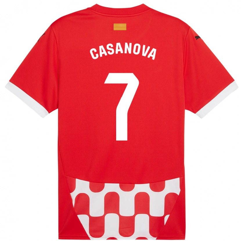 Danxen Hombre Camiseta Àstrid Casanova #7 Rojo Blanco 1ª Equipación 2024/25 La Camisa