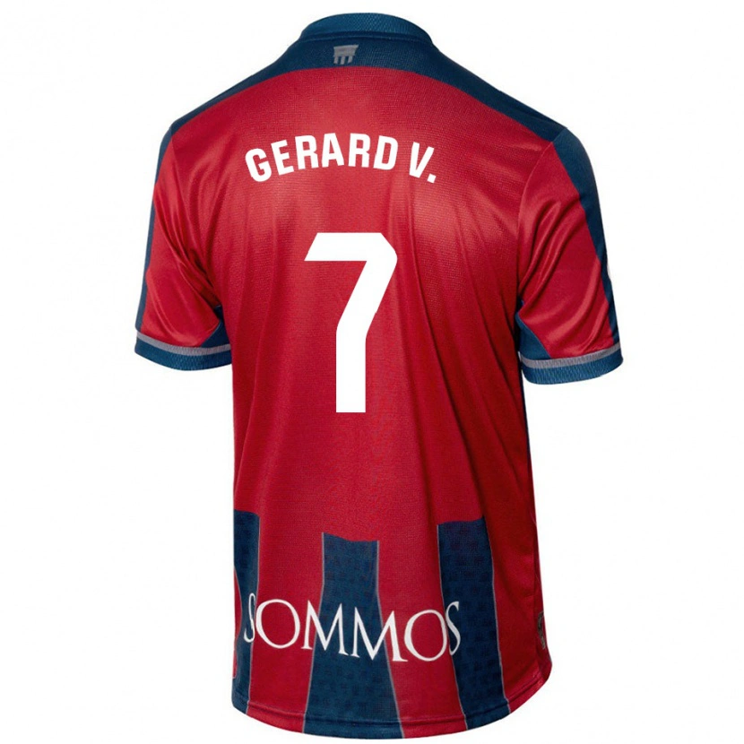 Danxen Hombre Camiseta Gerard Valentín #7 Rojo Azul 1ª Equipación 2024/25 La Camisa