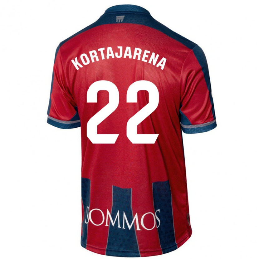 Danxen Hombre Camiseta Iker Kortajarena #22 Rojo Azul 1ª Equipación 2024/25 La Camisa