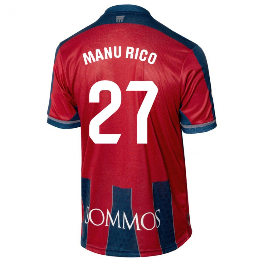 Danxen Hombre Camiseta Manu Rico #27 Rojo Azul 1ª Equipación 2024/25 La Camisa