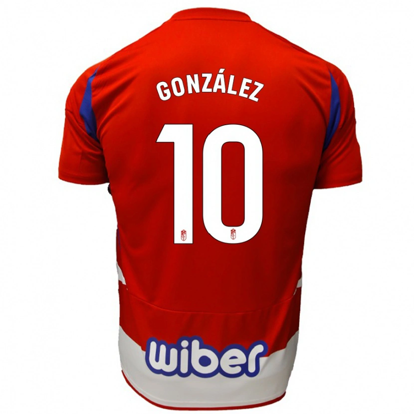 Danxen Hombre Camiseta Mario González #10 Rojo Blanco Azul 1ª Equipación 2024/25 La Camisa
