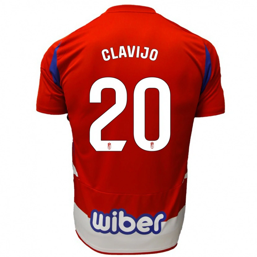 Danxen Hombre Camiseta Dani Clavijo #20 Rojo Blanco Azul 1ª Equipación 2024/25 La Camisa