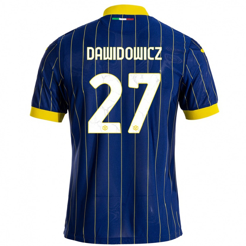 Danxen Hombre Camiseta Paweł Dawidowicz #27 Azul Amarillo 1ª Equipación 2024/25 La Camisa
