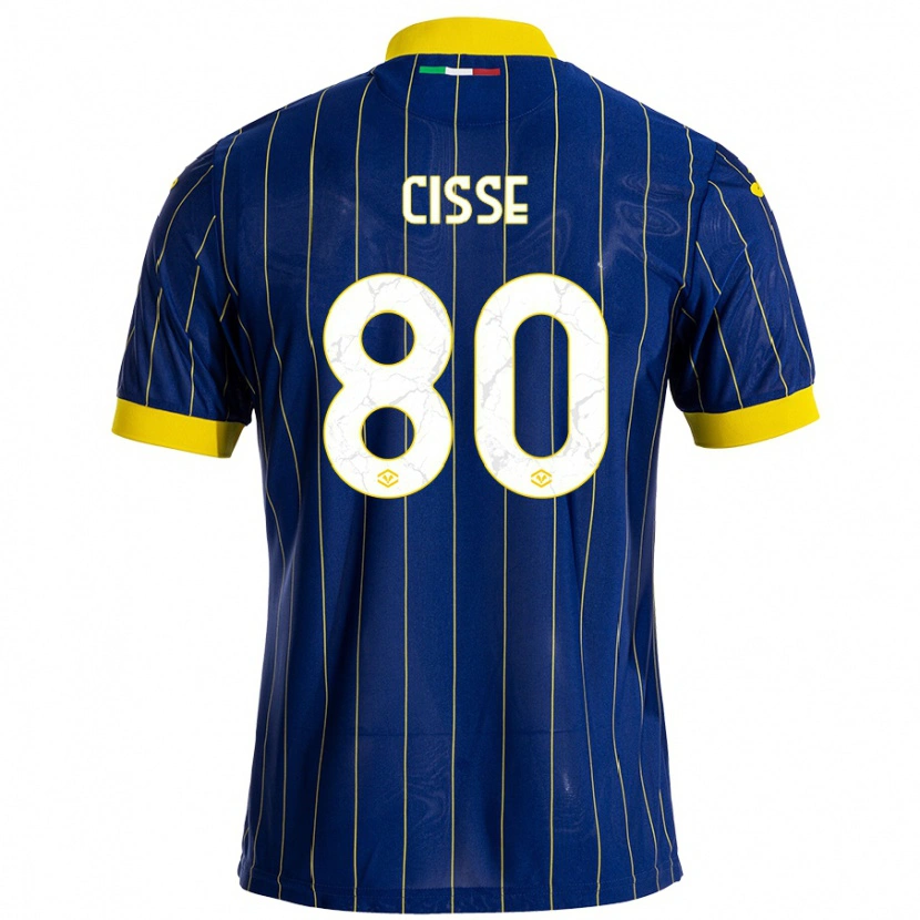 Danxen Hombre Camiseta Alphadjo Cissè #80 Azul Amarillo 1ª Equipación 2024/25 La Camisa