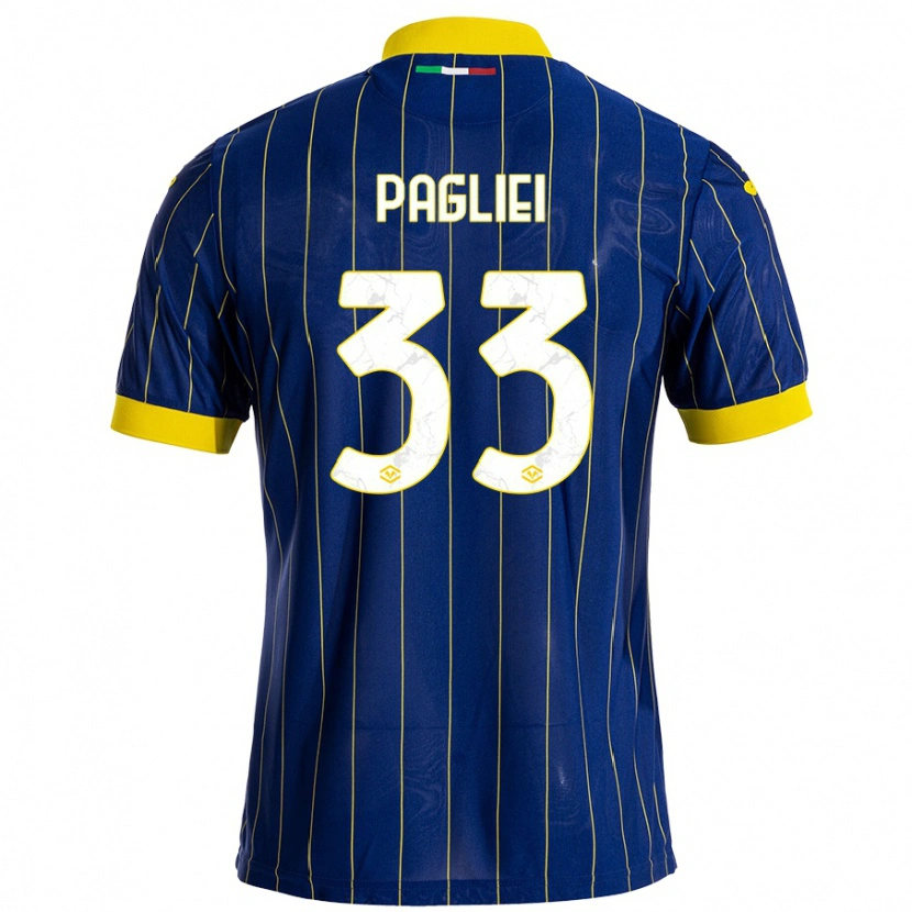 Danxen Hombre Camiseta Matteo Pagliei #33 Azul Amarillo 1ª Equipación 2024/25 La Camisa