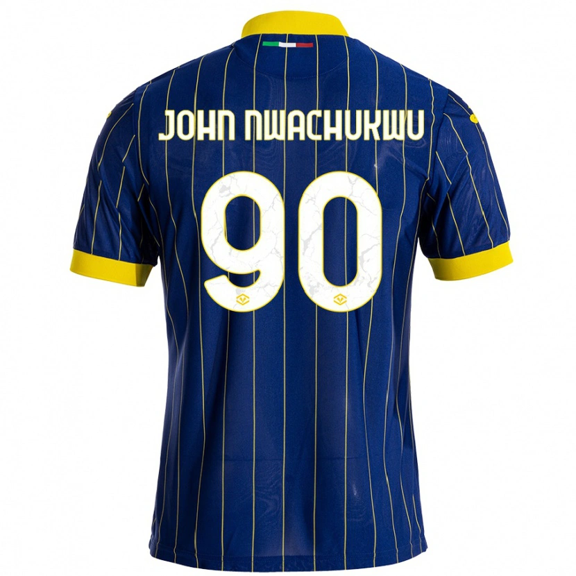 Danxen Hombre Camiseta Samuel John Nwachukwu #90 Azul Amarillo 1ª Equipación 2024/25 La Camisa