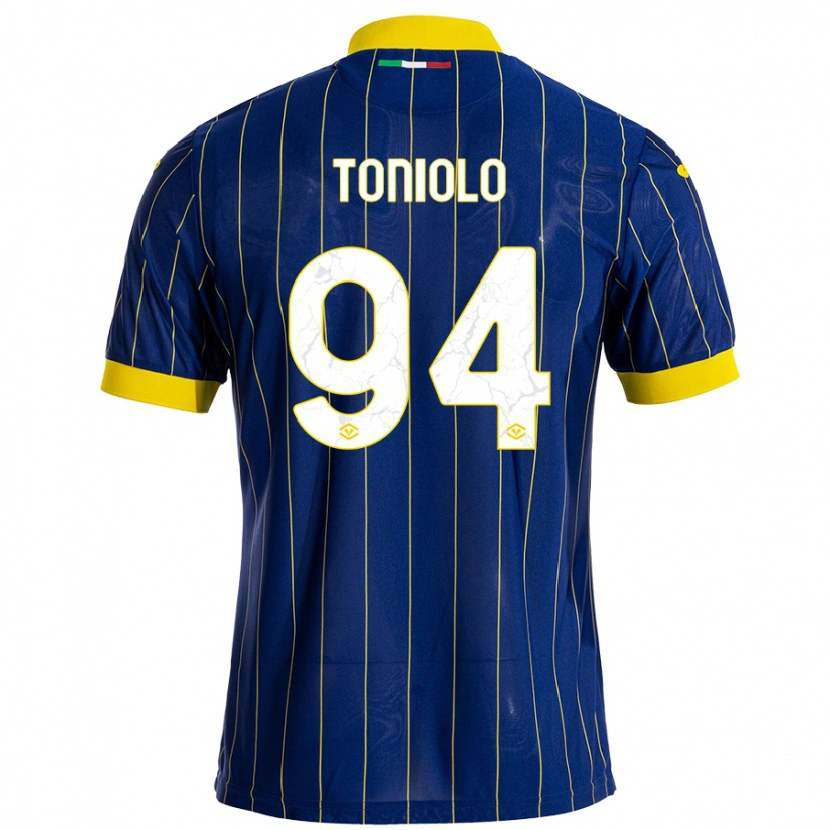 Danxen Hombre Camiseta Giacomo Toniolo #94 Azul Amarillo 1ª Equipación 2024/25 La Camisa