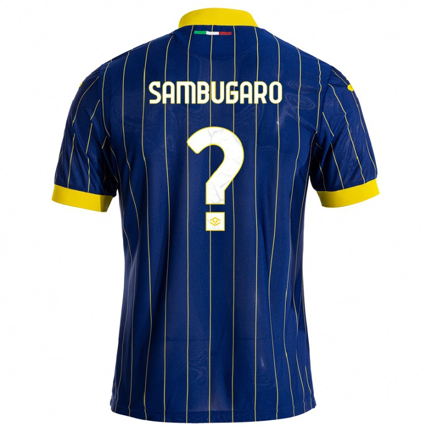Danxen Hombre Camiseta Mattia Sambugaro #0 Azul Amarillo 1ª Equipación 2024/25 La Camisa